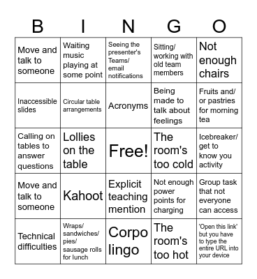 5/3 workshop day Bingo Card