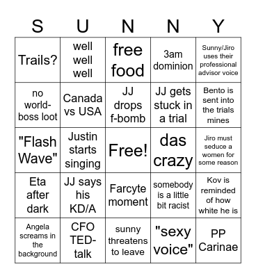 Eta Carinae Bingo Card