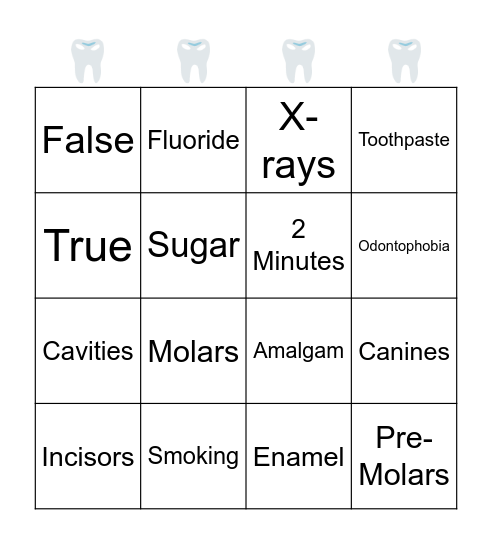 Dental Bingo Card