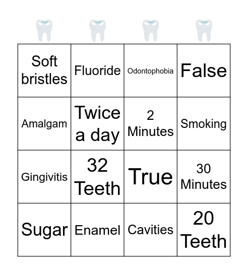 Dental Bingo Card