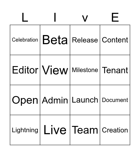 Live Docs Celebratory "Bingo" Bingo Card