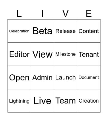 Live Docs Celebratory "Bingo" Bingo Card