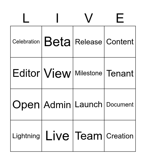 Live Docs Celebratory "Bingo" Bingo Card