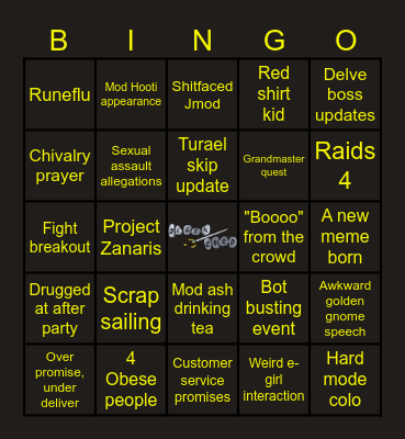 Runefest 2025 Bingo Card