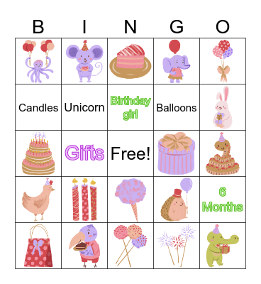 A's 1/2 Birthday Bingo Card