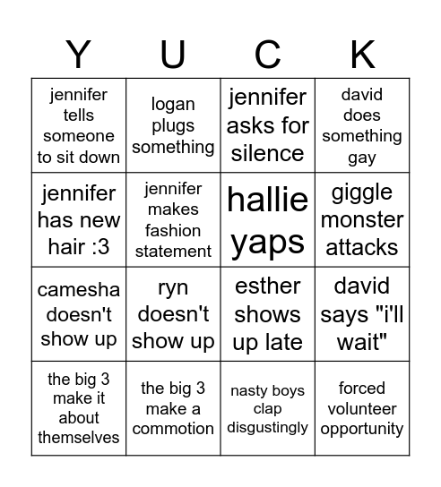 CA Staff Meeting Bingo Card