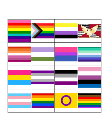 Pride Flag Bingo Card