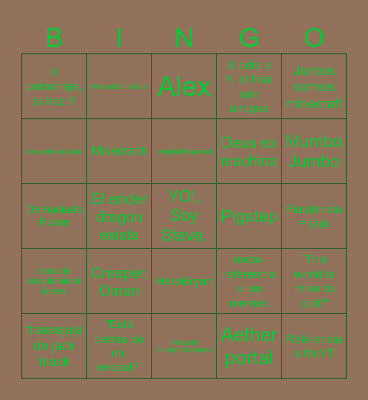 MinecraftPelicula Referencia Bingo Card