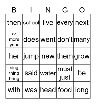 5 & part of 6 Bingo Card