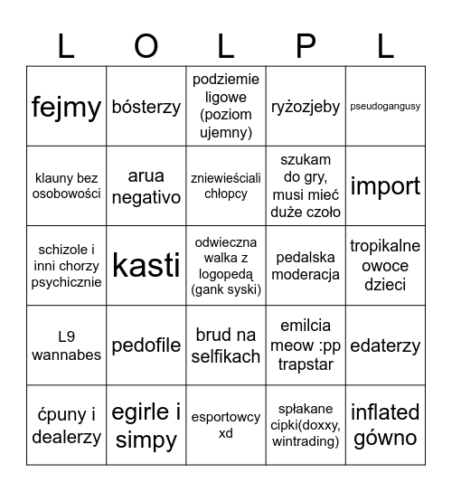 LOLPL BINGO Card