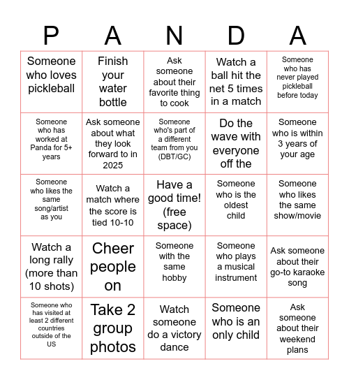 DBT + GC Bingo Card