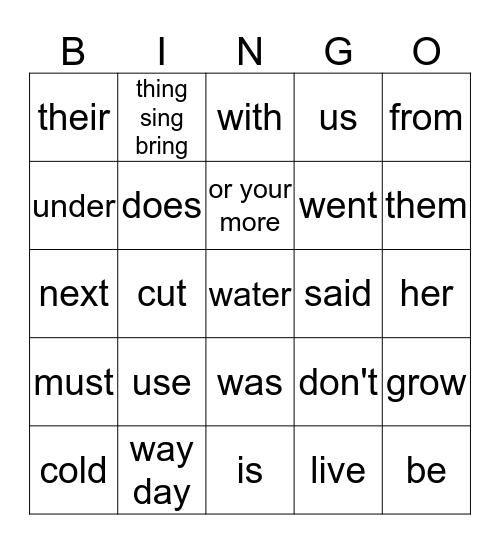 6 part of 5  Bingo Card
