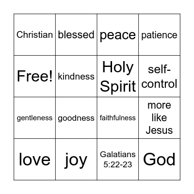 Fruit of the Spirit Bingo Card