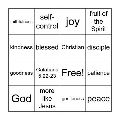 Fruit of the Spirit Bingo Card