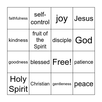 Fruit of the Spirit Bingo Card