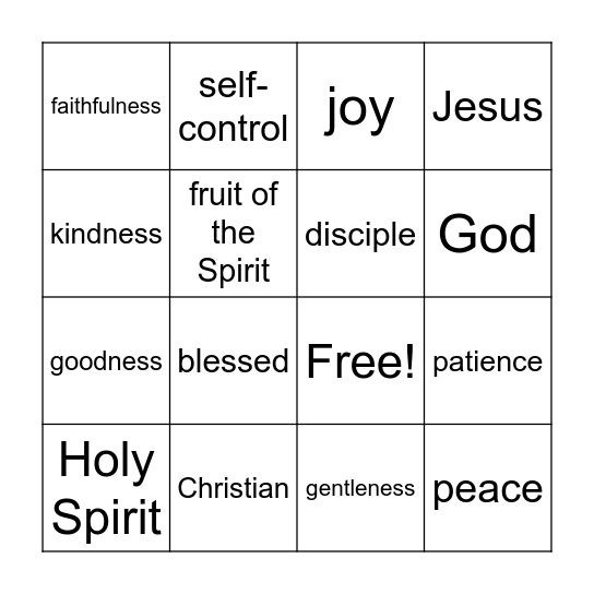 Fruit of the Spirit Bingo Card