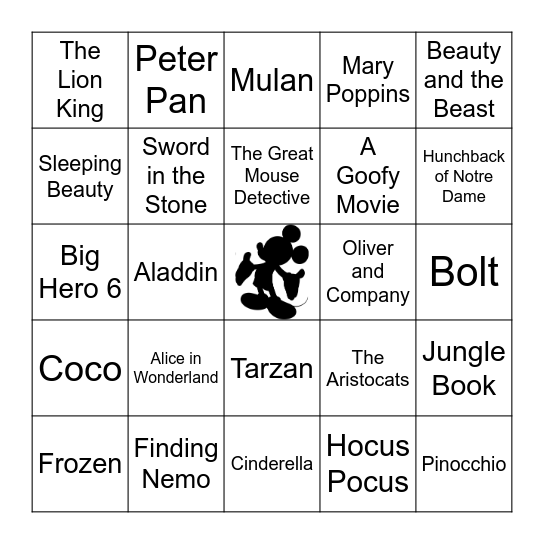 Disney Bingo Card