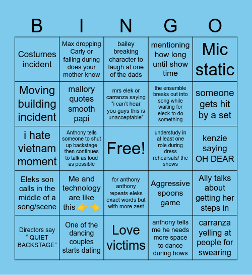 Mama Mia 🌊 Bingo Card