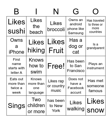 ESL Icebreaker  2016 Bingo Card