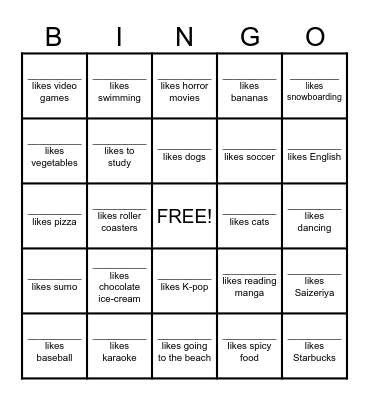 FIRST DAY BINGO! Bingo Card