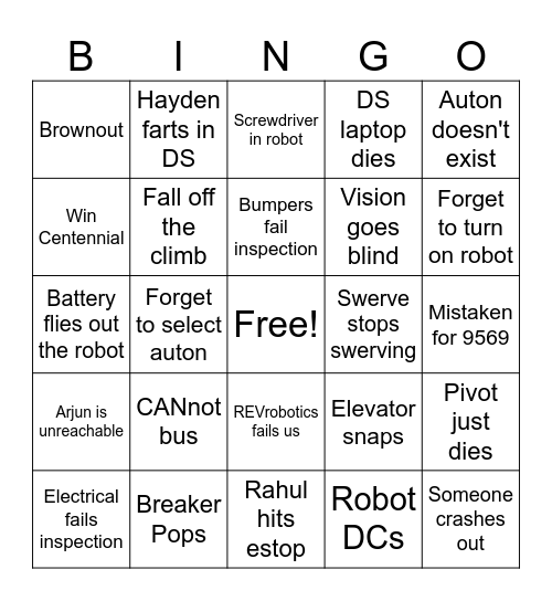 9659 bingo list Bingo Card