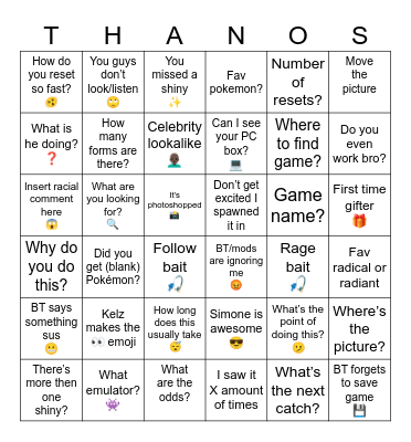 BT’s Shiny Hunt Bingo Card