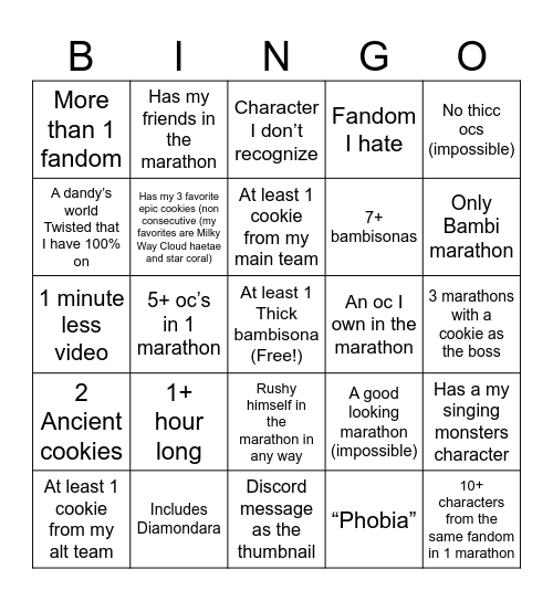 DR57 bingo (for me only) Bingo Card