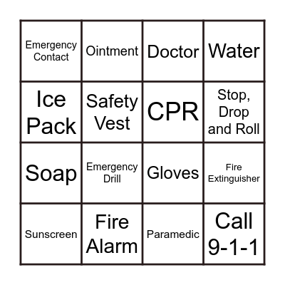 First Aid Bingo! Bingo Card