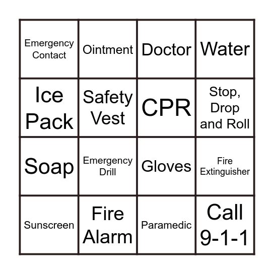 First Aid Bingo! Bingo Card