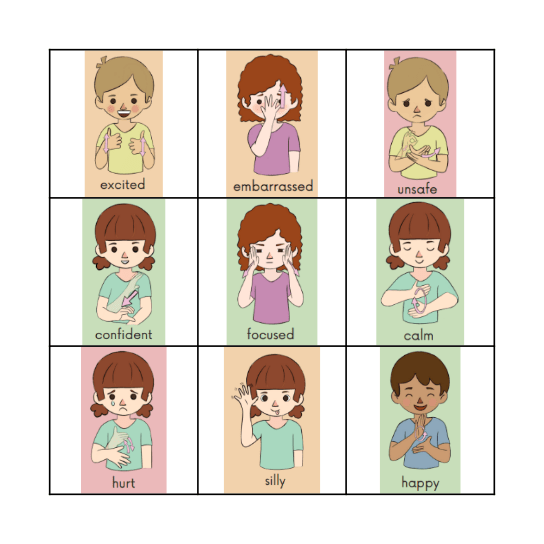 Emotions Bingo Card