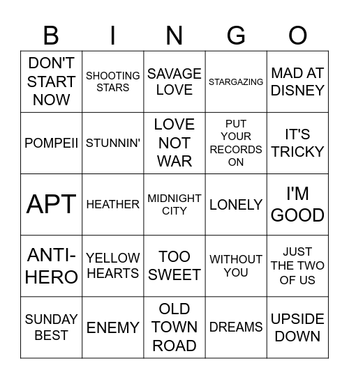 Disney Bingo Card