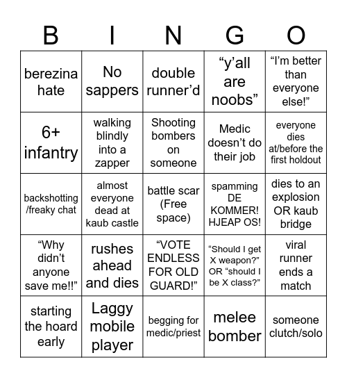 G&b bingo Card