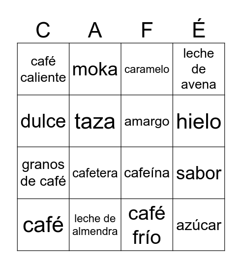 Bingo: Café Bingo Card
