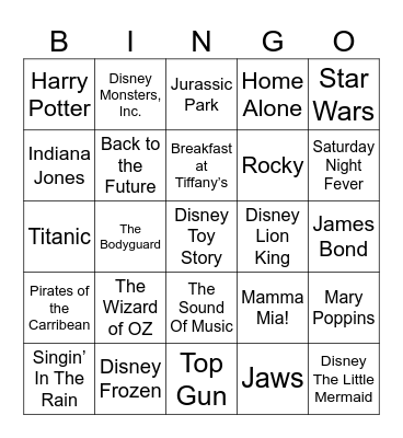 Song & Singer Matching Bingo Card
