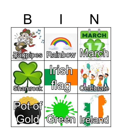 St. Patrick`s Day Bingo Card