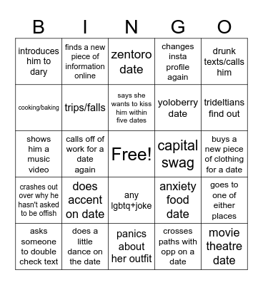 Aaliyah Dating Bingo Card Bingo Card