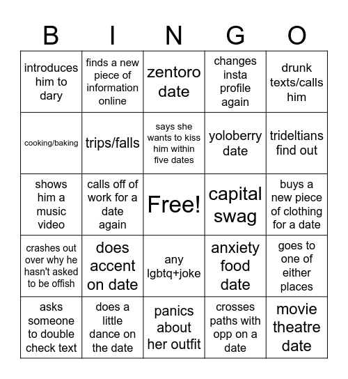 Aaliyah Dating Bingo Card Bingo Card