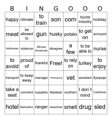 Wörter von 147 bis 150  (smell bis manager) Bingo Card