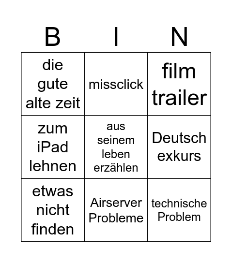 Reli Bingo Card