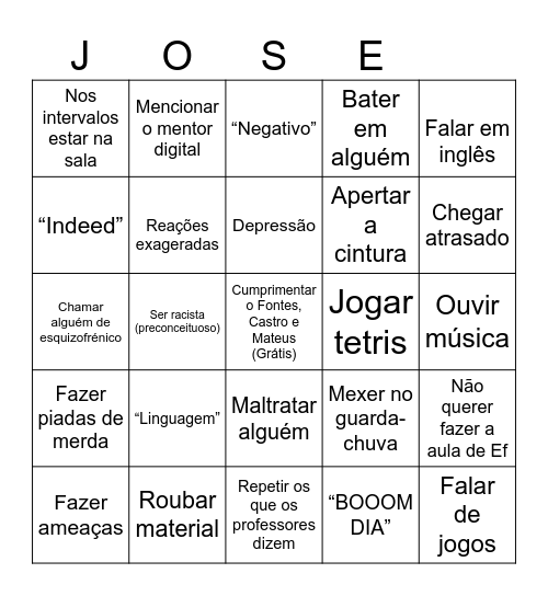 Zé bingo Card