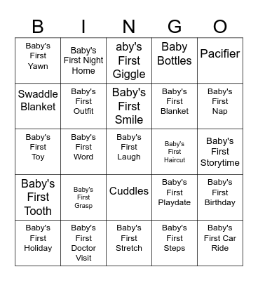 NEW BABY Bingo Card