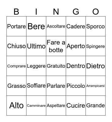 Le Azioni/I Contrari Bingo Card