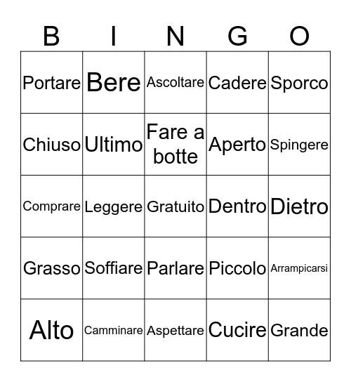 Le Azioni/I Contrari Bingo Card