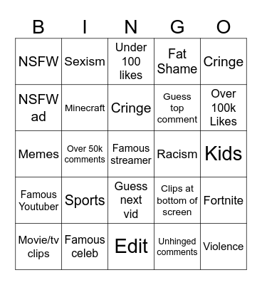 TikTok Doom Scroll Bingo Card