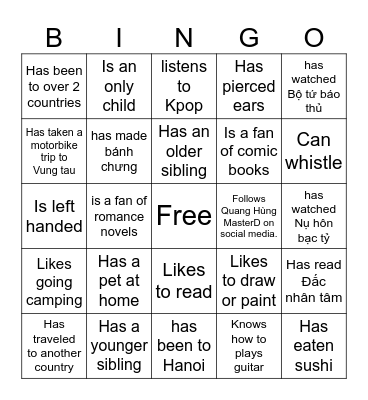 Get to Know Bingo Card