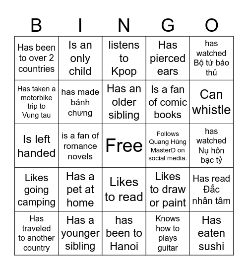 Get to Know Bingo Card