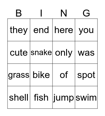 October Words Bingo Card