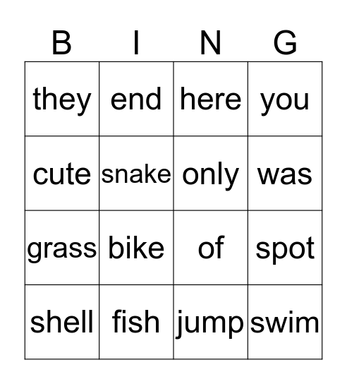 October Words Bingo Card