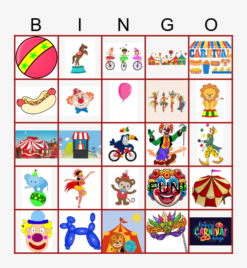 Carnival Bingo Card