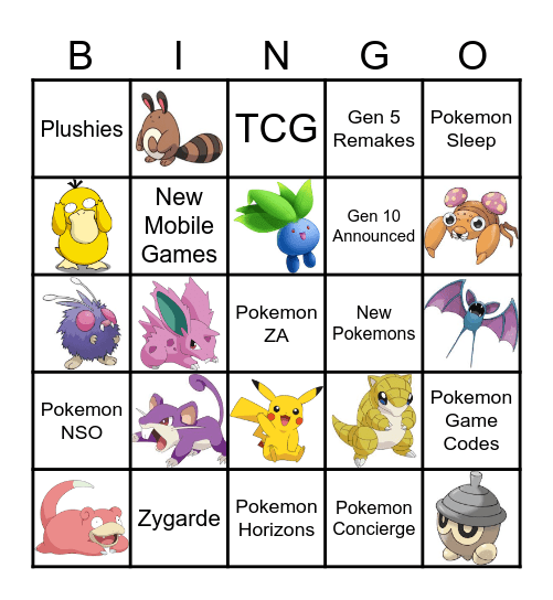 Pokemon Day Bingo Card